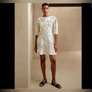 NWT Banana Republic Linen Blend Mini Dress Stone Washed Tropical Art to‎ Wear 12